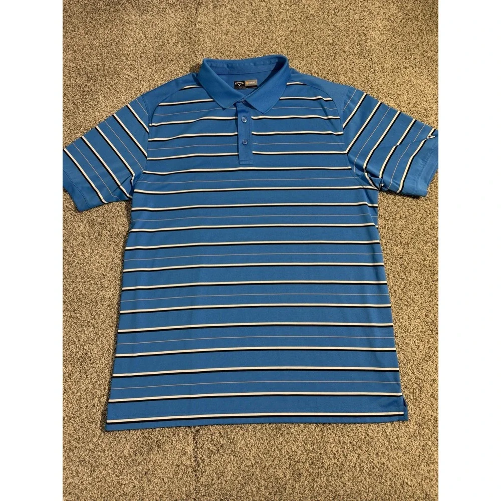 (2) Men's 2XL‎ XXL Golf Polo Adidas Callaway NWT - EUC BLUE Opti-Dri
